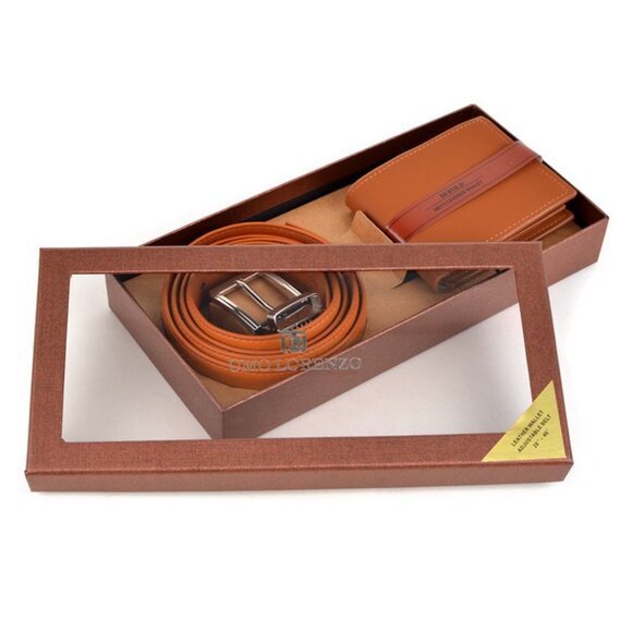 Men's Tan/Brown Leather Wallet & Belt Gift Set - NWT/NRFB - Picture 3 of 6